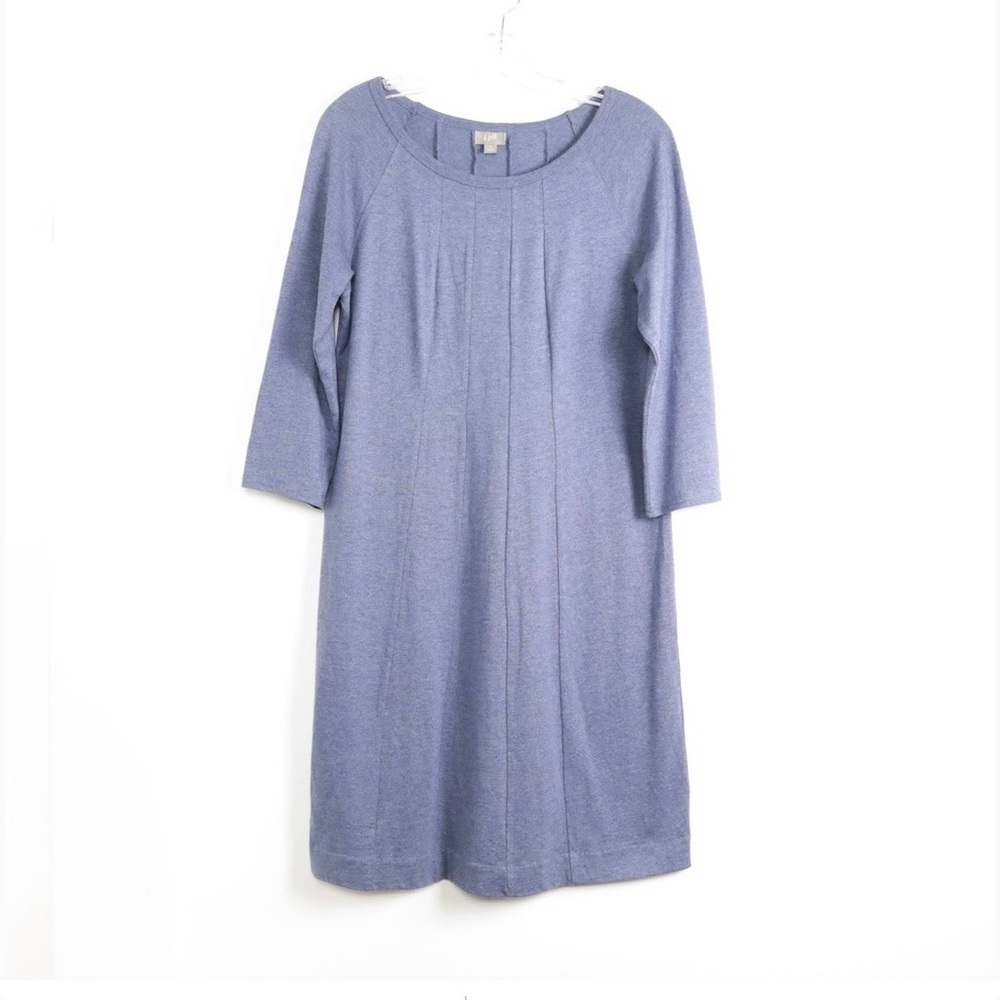 J Jill blue knit dress soft cotton comfy cozy stretch Medium casual coastal midi